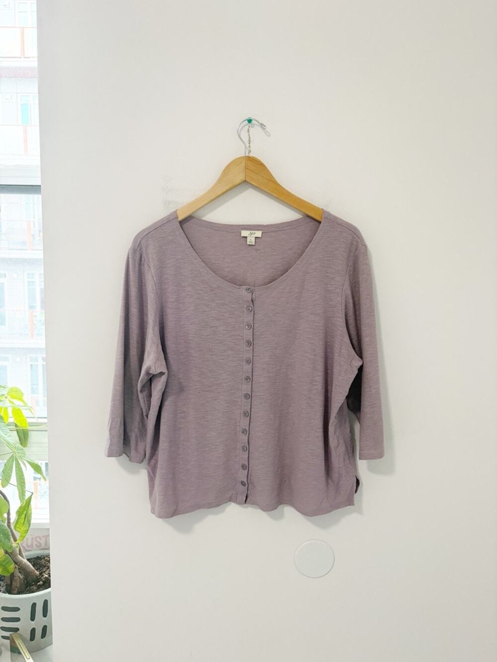 J. Jill Purple Button Up Long Sleeve Top Size Size Large